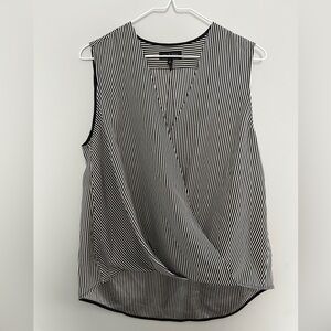 Rag & Bone Victor Stripe 100% Silk Sleeveless Blouse Black & White
